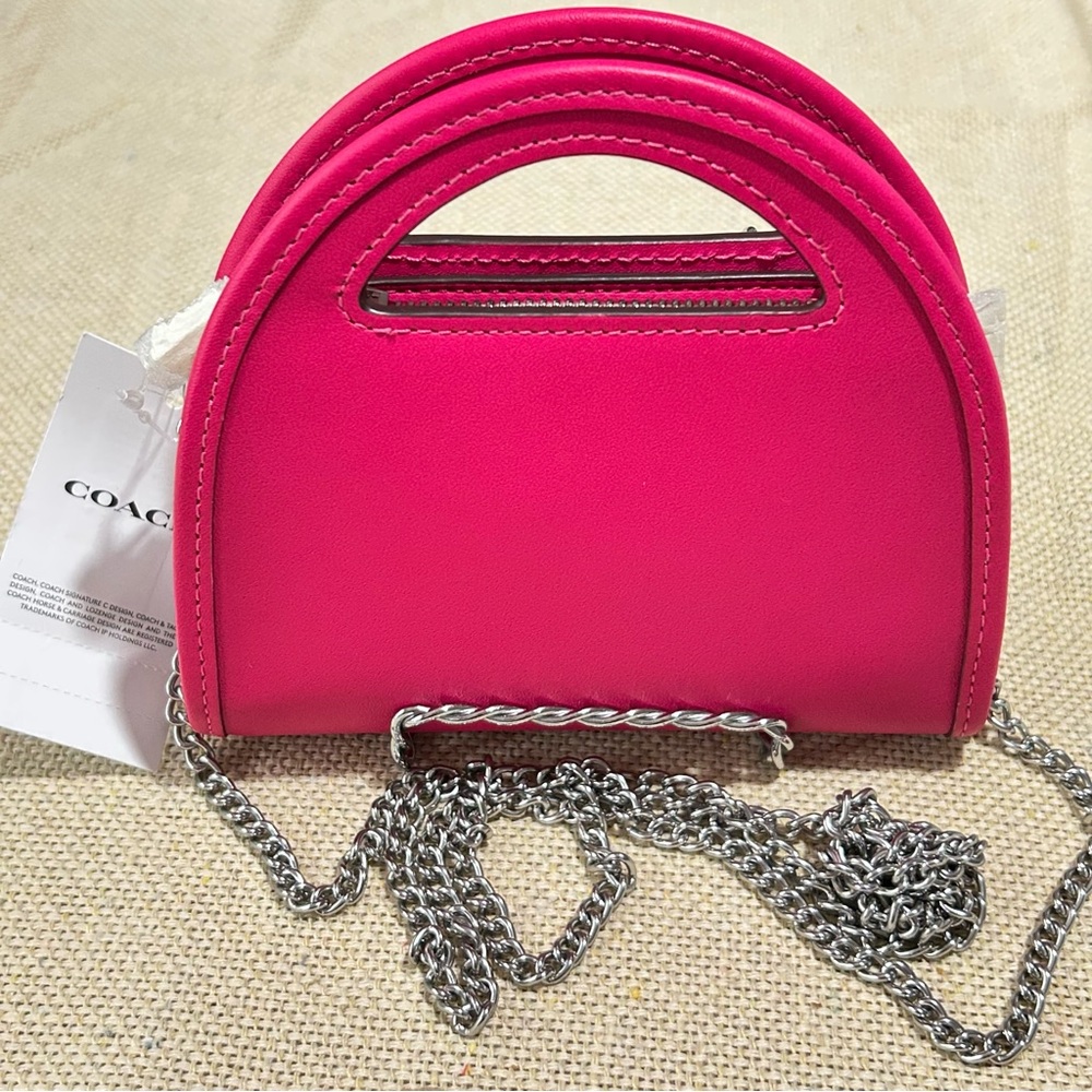 Coach Top Handle Card Case Silver Dragonfruit - Picture 8 of 12